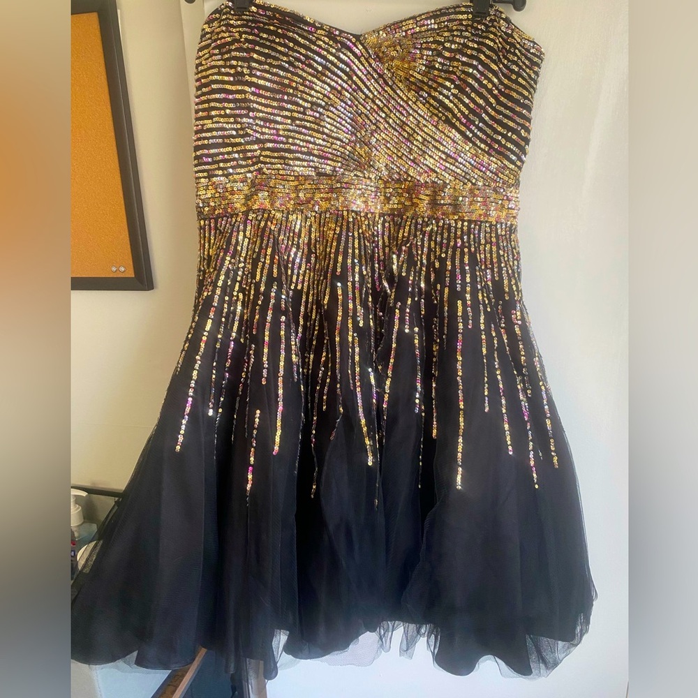 Black tulle & sequin party mini dress